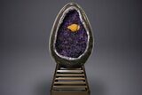 Egg-Shaped Amethyst Geode with Metal Stand - Spectacular Display! #351510-1